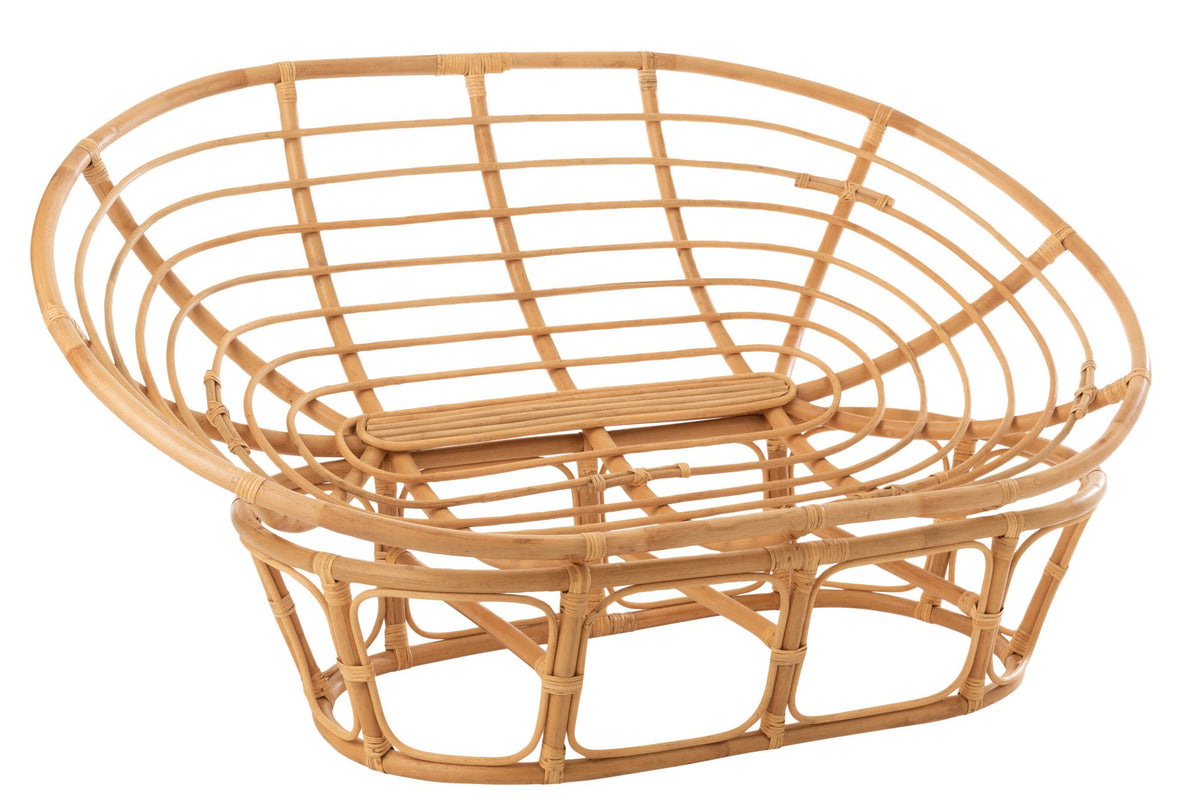 J-Line Rotan zetel - met kussen - jute/ textiel - naturel
