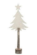 J-Line decoratie Kerstboom + Ster - ijzer/hout - wit - L