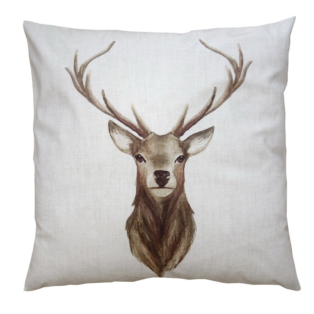 Kussenhoes 45x45 cm Beige Bruin Polyester Hert Sierkussenhoes