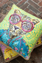 J-Line kussen Tijger Popart- polyester/linnen - mix