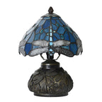 Tiffany Tafellamp Ø 20x28 cm Blauw Glas Libelle Tiffany Bureaulamp