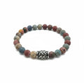 Herenarmband Picasso Jaspis mat 8 mm met Vlecht kraal