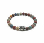 Herenarmband Picasso Jaspis mat 8 mm met Vlecht kraal