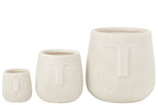 J-Line bloempot Moai - keramiek - wit - 3 stuks - Ø 44 cm
