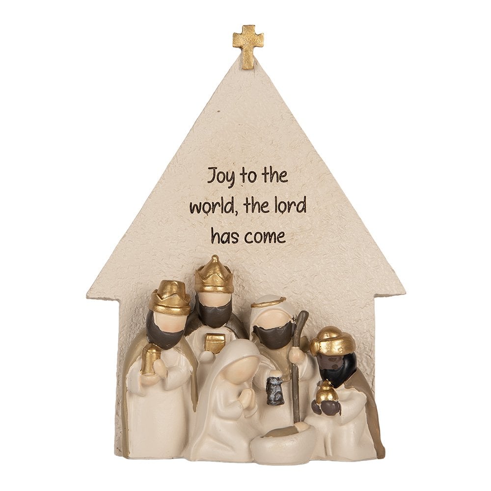 Kerstdecoratie Beeld Kerstgroep 16x6x21 cm Beige Kunststof