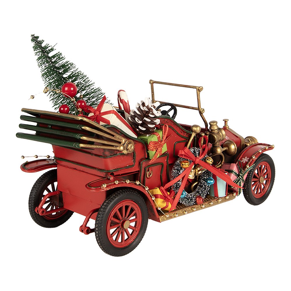 Kerstdecoratie Beeld Auto 25x10x17 cm Rood Metaal