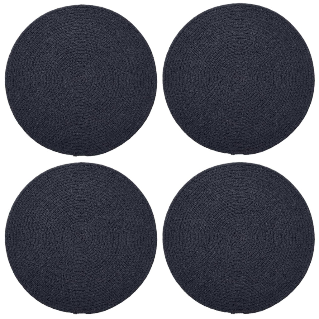 Eettafelmatten – geribbeld katoen – 32 cm rond, set van 4