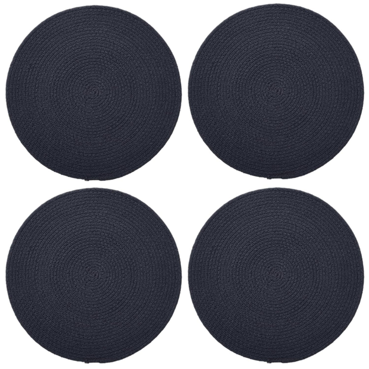 Eettafelmatten – geribbeld katoen – 32 cm rond, set van 4