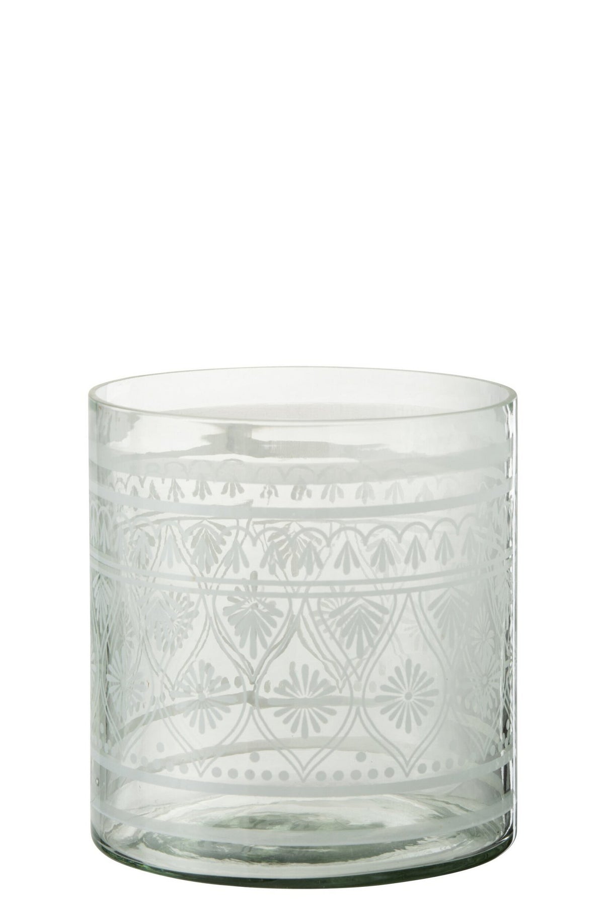 J-Line windlicht Patroon - glas - transparant/wit - large