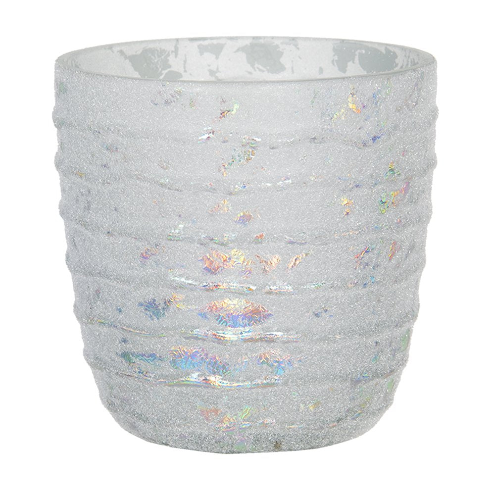 Theelichthouder Ø 10x10 cm Wit Glas Waxinelichthouder