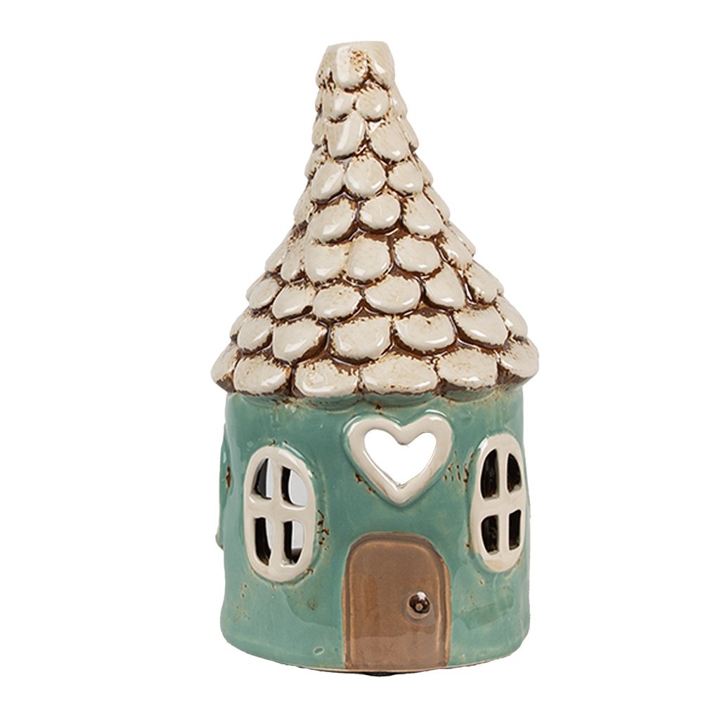 Waxinelichthouder Huis Ø 11x20 cm Groen Keramiek Theelichthouder