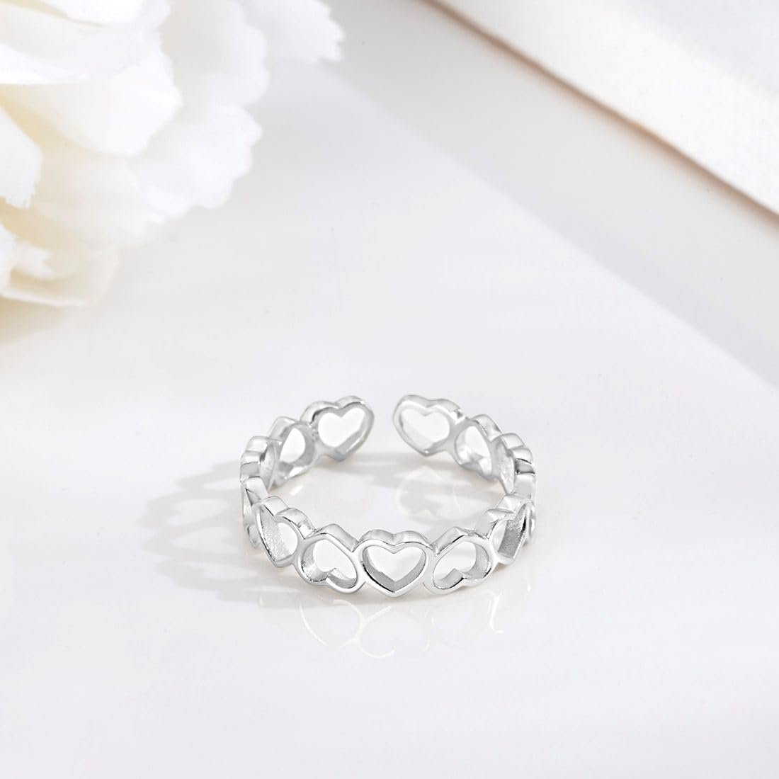 Sterling zilveren hartjesring – damesmodering – 925 sterling zilver gerhodineerd – 1 jaar garantie op plating
