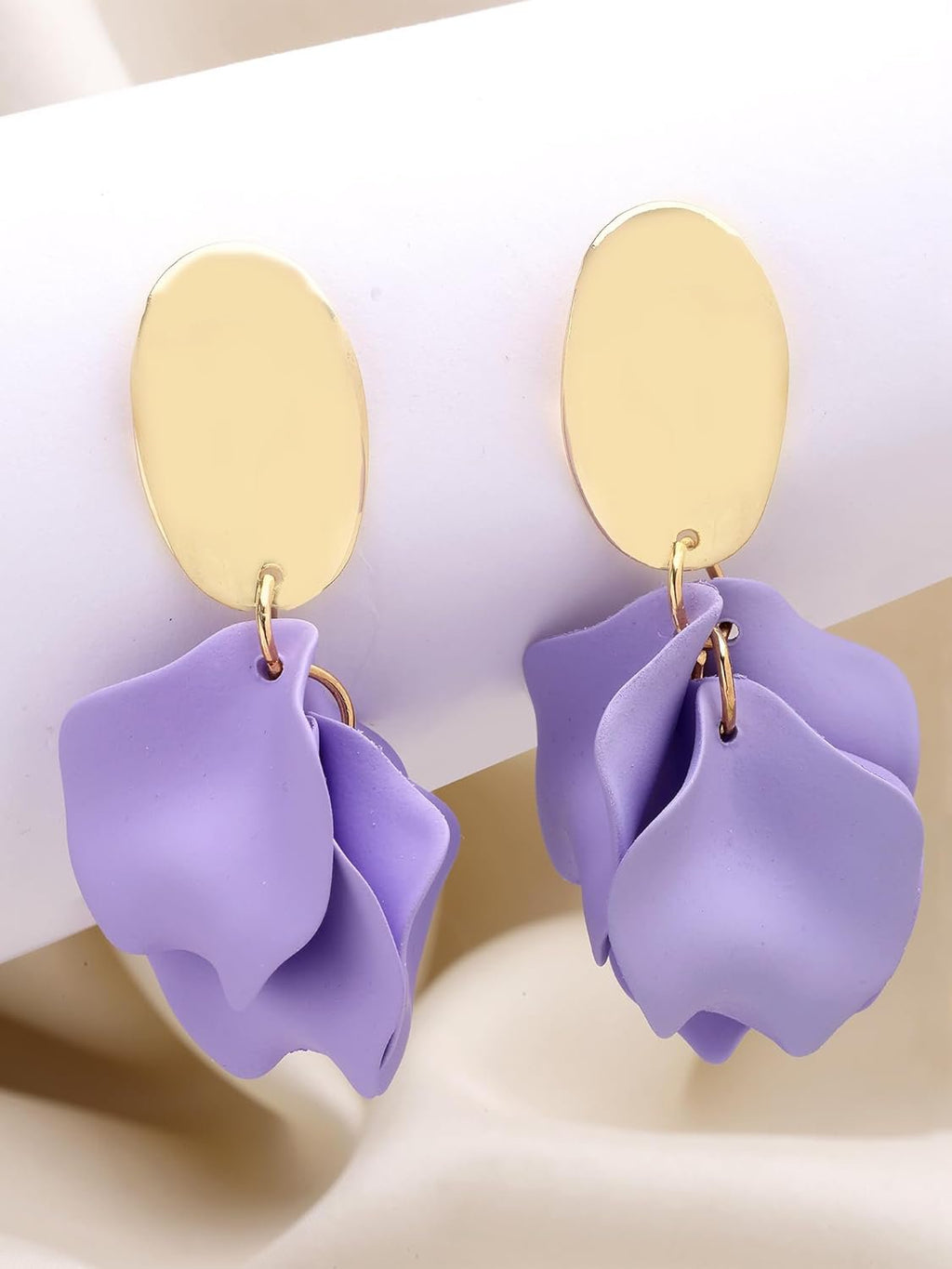 Eigentijdse lila oorbellen – mode-sieraden – vergulde afwerking – winkelvoorraad