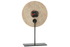 J-Line klok Rond Marmer - steen - terracotta/zwart