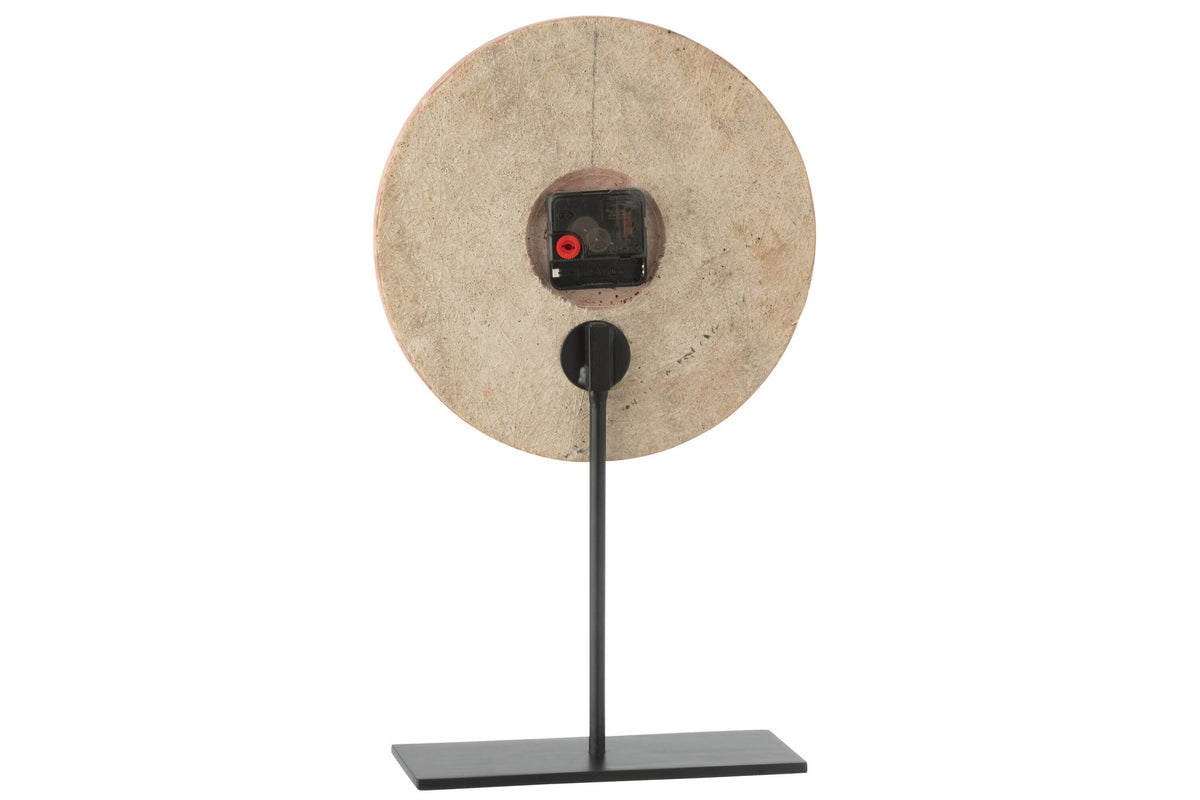 J-Line klok Rond Marmer - steen - terracotta/zwart