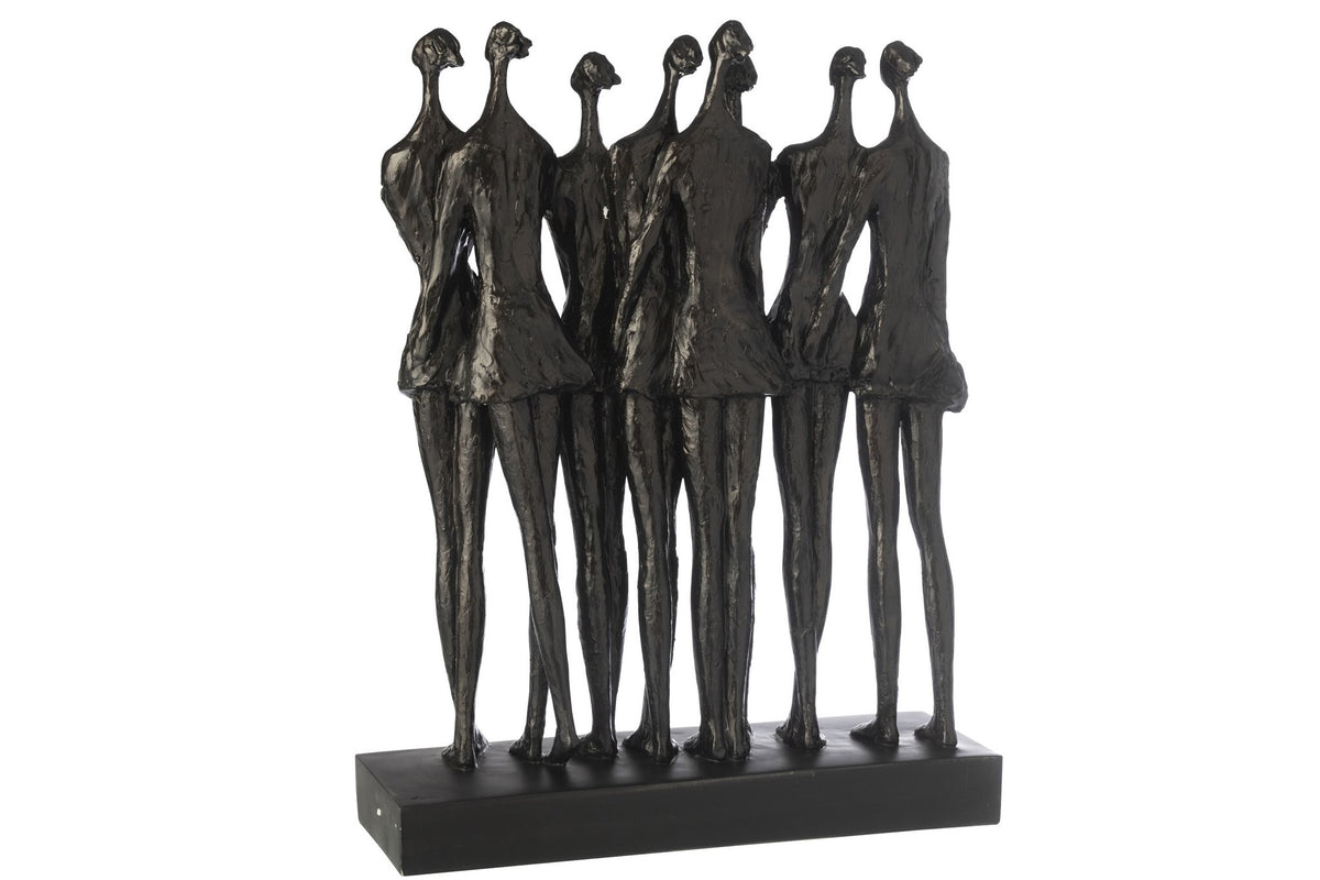 J-Line decoratie Figuur Op Voet 8 Mensen - polyresin - zwart - L