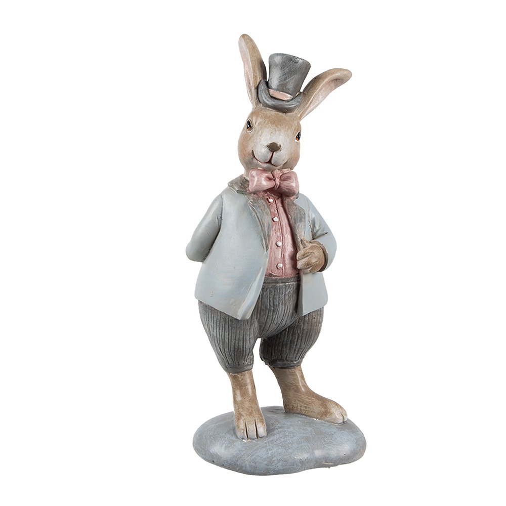 Decoratie Beeld Konijn 19 cm Beige Blauw Kunststof
