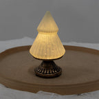 Kerstdecoratie met LED-verlichting Kerstboom Ø 10x18 cm Groen Glas