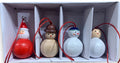 Houten Kersthangers 4st 5cm mix