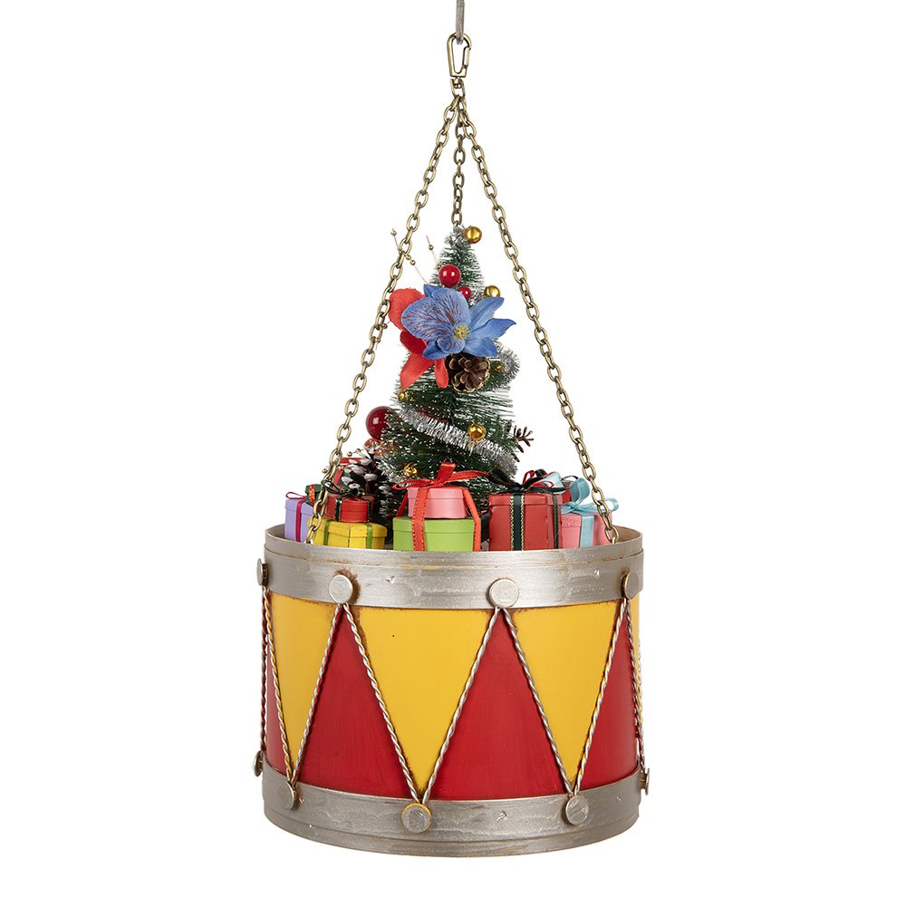 Decoratie Beeld Trommel Ø 21x34/43 cm Geel Rood Metaal