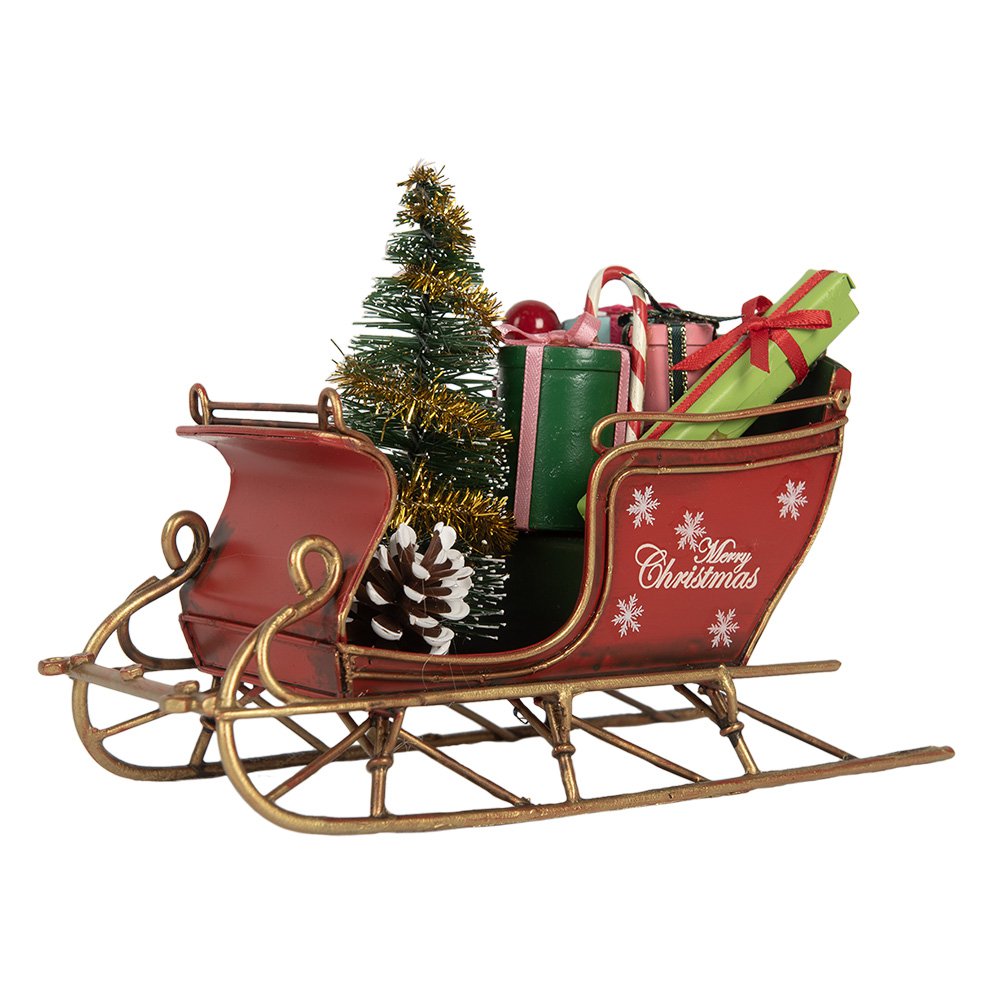 Kerstdecoratie Beeld Slee 17x8x12 cm Rood Metaal