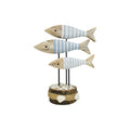 3 vissen op boomstam 21cm blauw-wit