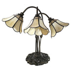 Tiffany Tafellamp 46x28x63 cm Beige Glas Tulpen Tiffany Bureaulamp