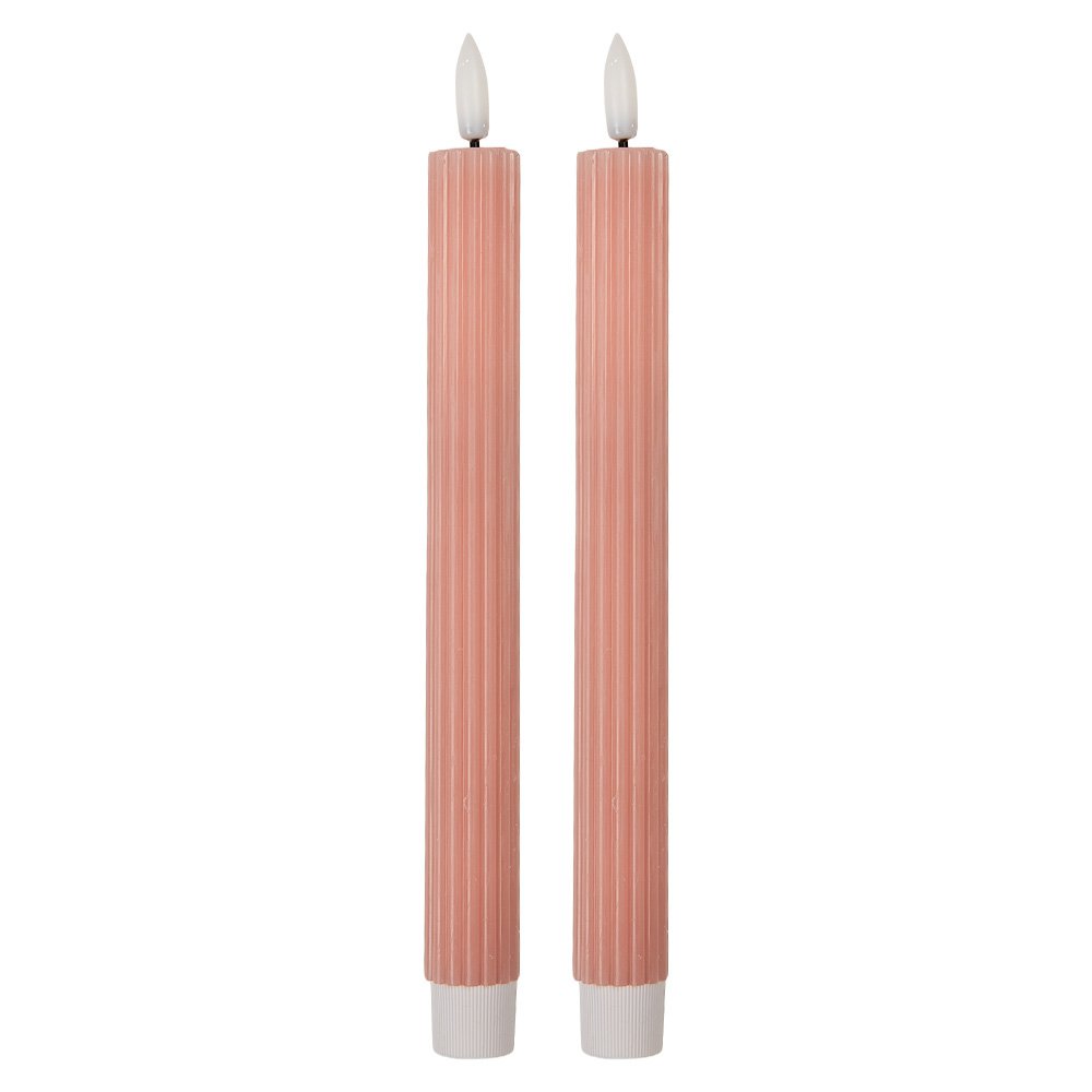 LED Dinerkaarsen set van 2 Ø 2x25 cm Roze Wax
