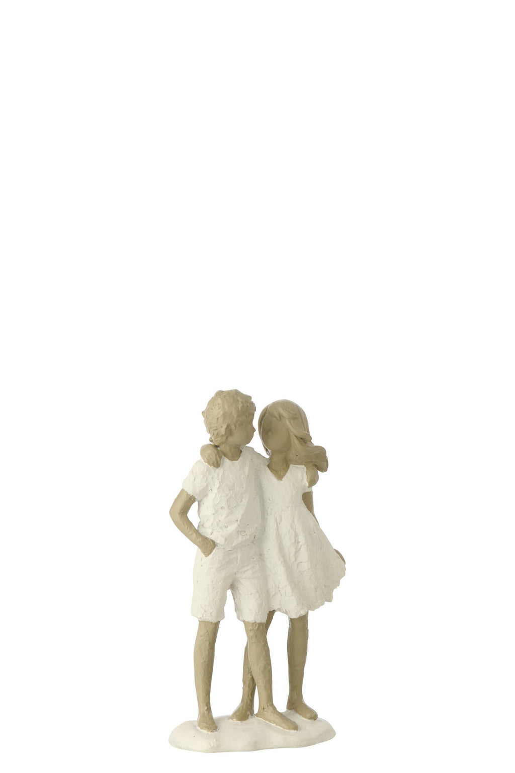 J-Line decoratie Kinderen Jongen + Meisje - polyresin - wit/grijs