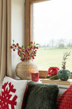 J-Line decoratie tak Bessen Dik - kunststof - rood/groen - small