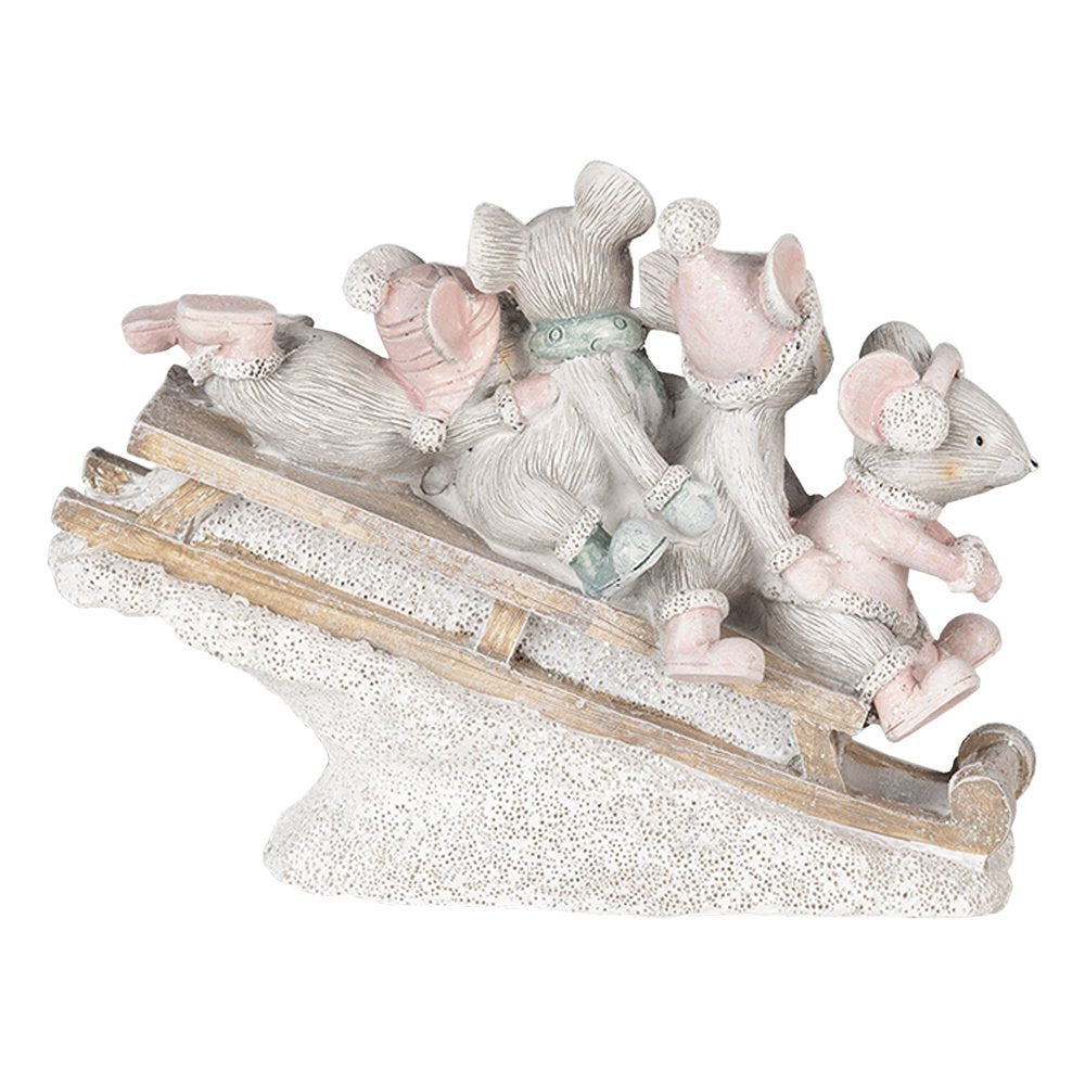 Beeld Muis 15x5x11 cm Grijs Kunststof Muis