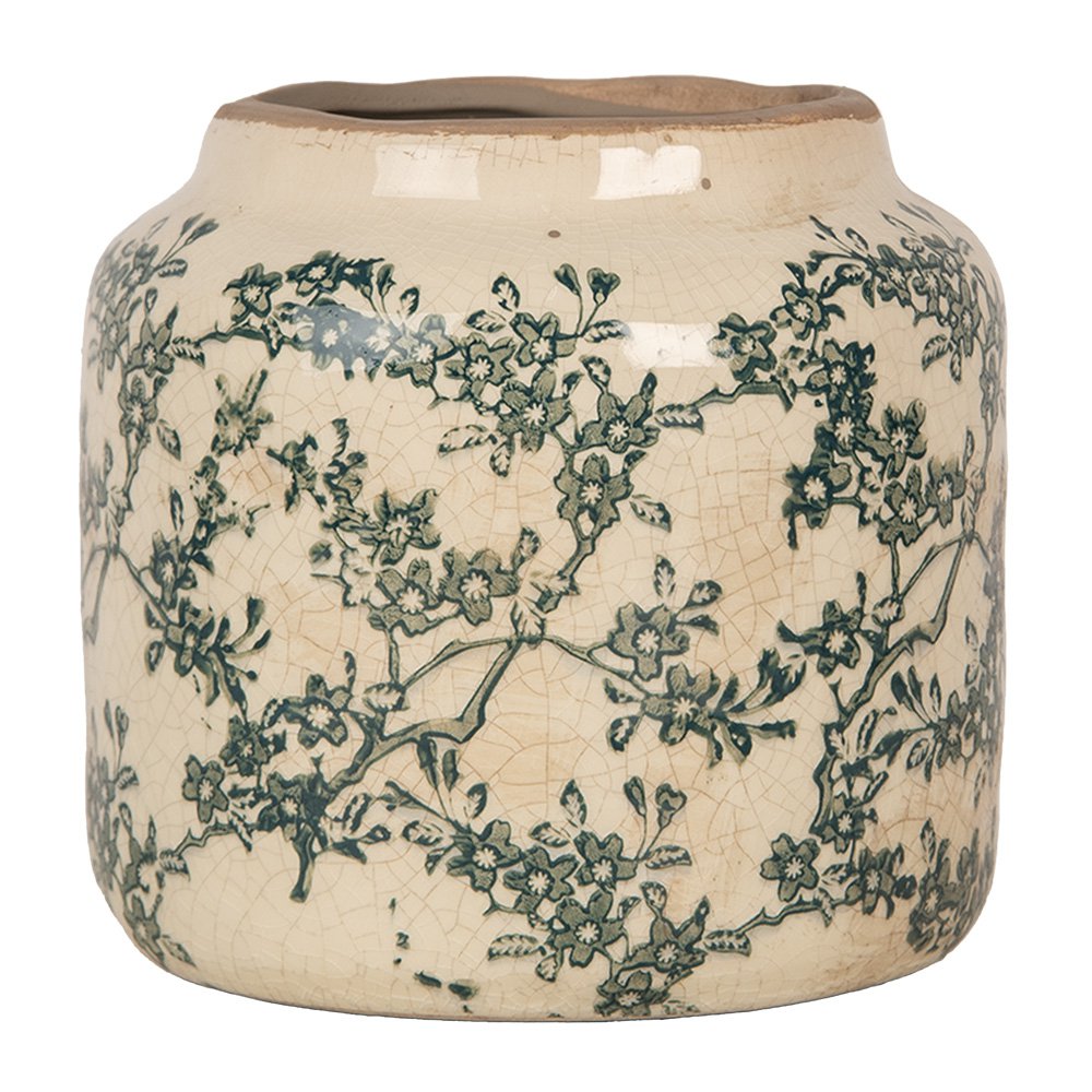 Bloempot Ø 16x15 cm Beige Groen Keramiek