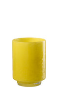 J-Line vaas Cilinder Reliëf - glas - geel - S