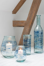 J-Line windlicht Golf - glas - blauw