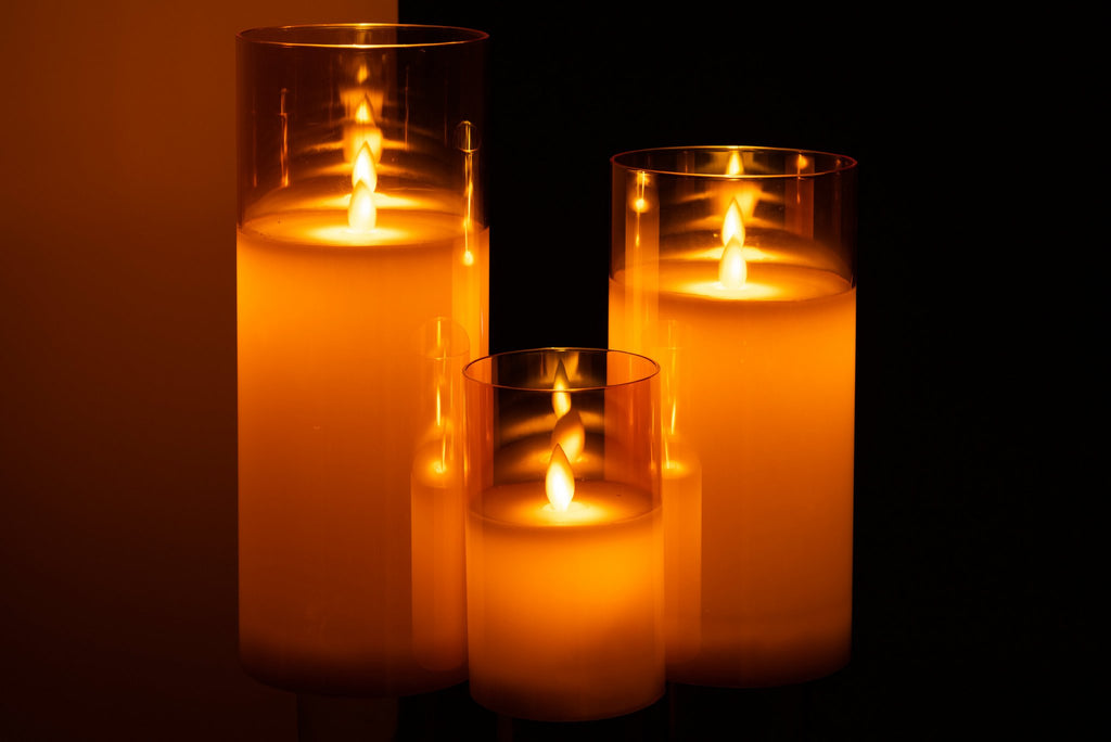 J-Line lamp blinkend - glas - goud - large - LED lichtjes