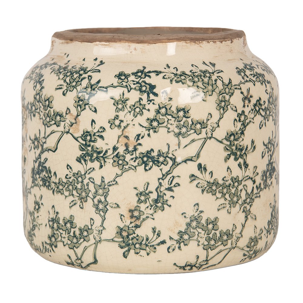 Bloempot Ø 18x16 cm Beige Keramiek Bloemen