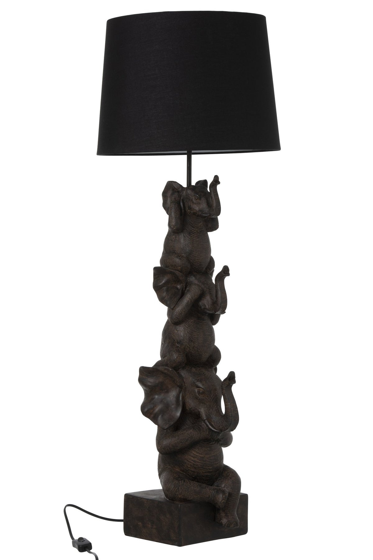 J-Line lamp 3 Olifanten - polyresin - bruin