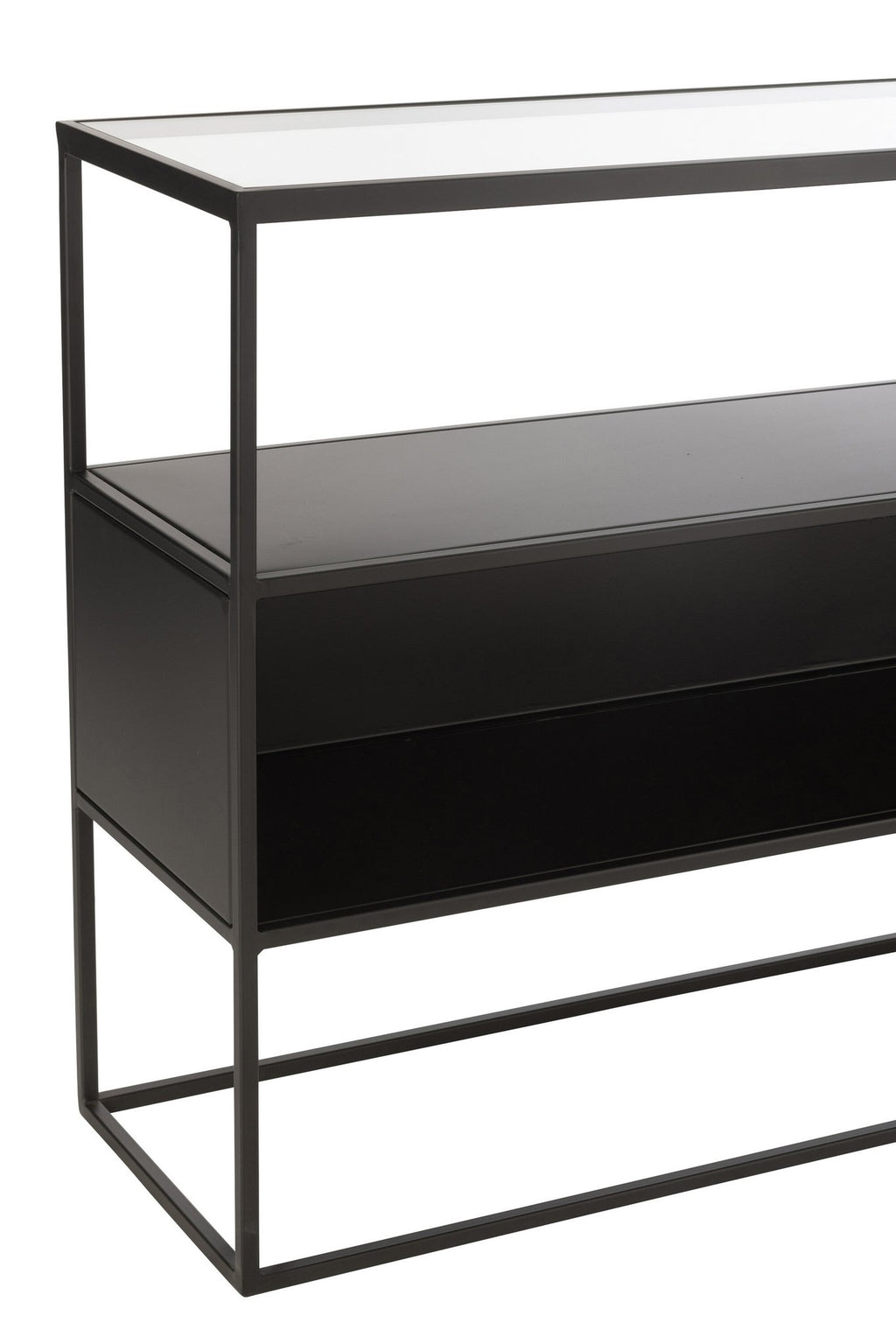 J-Line Console Vierkant Metaal/Glas Zwart