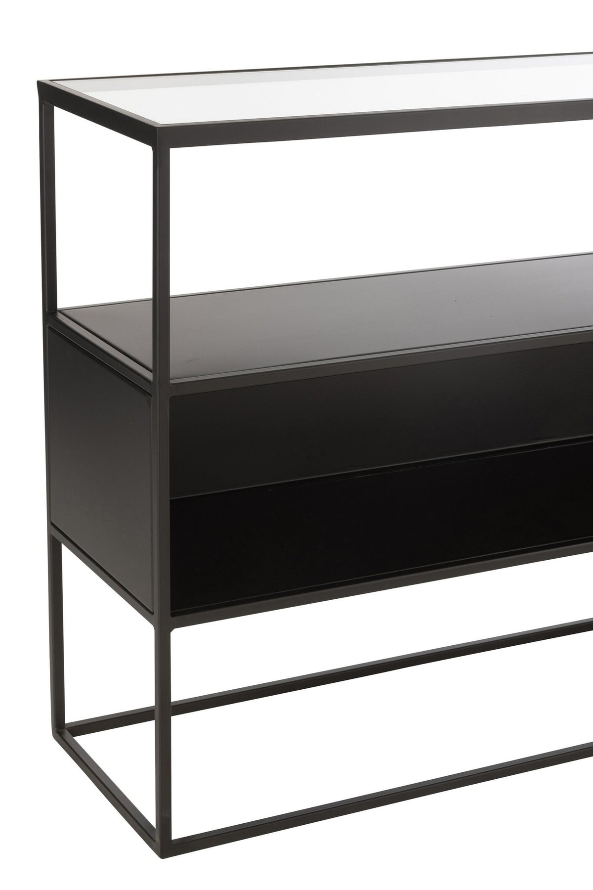 J-Line Console Vierkant Metaal/Glas Zwart