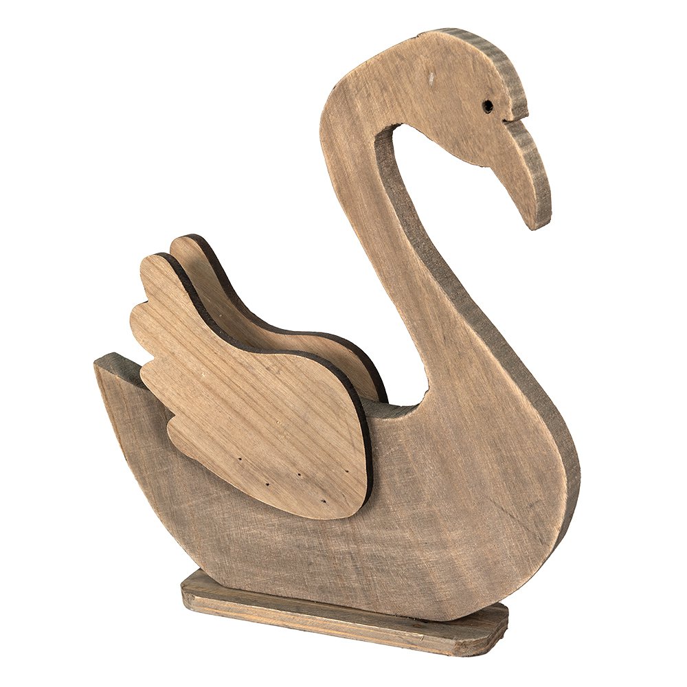 Beeld Zwaan 38x6x43 cm Bruin Hout