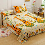Tweepersoonslakenset voor kinderen - 180 TC microvezel - Babydierenprint, 2 kussenslopen