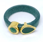 Fancy leren ringen Swarovski & emaille (set van 12 stuks)