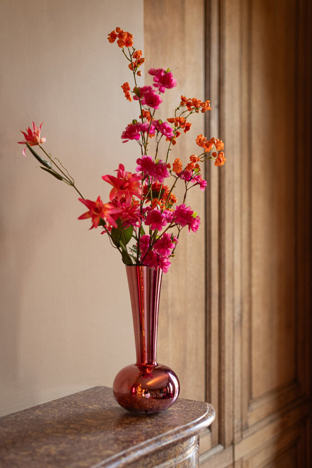 J-Line Vaas - glas - roze
