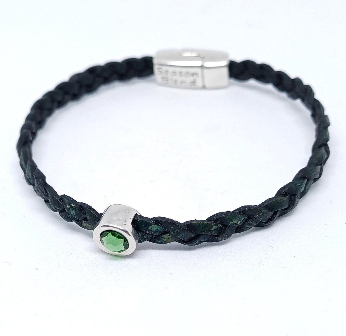 Shorty gevlochten leren armband antiek zilver