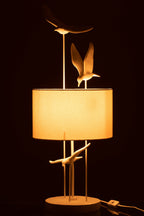 J-Line tafellamp Vogels - polyresin - wit/beige