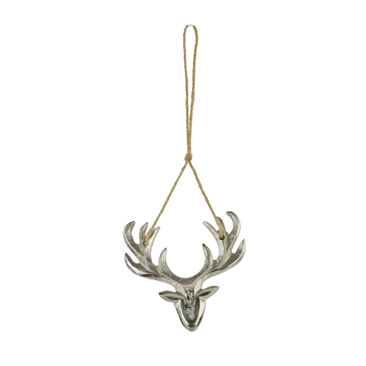 Hanger rendierkop metaal 9x9x2cm zilver