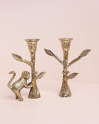 Kaarshouder | Messing Aap | Set van 2, H 21,5 x D 6,5 cm