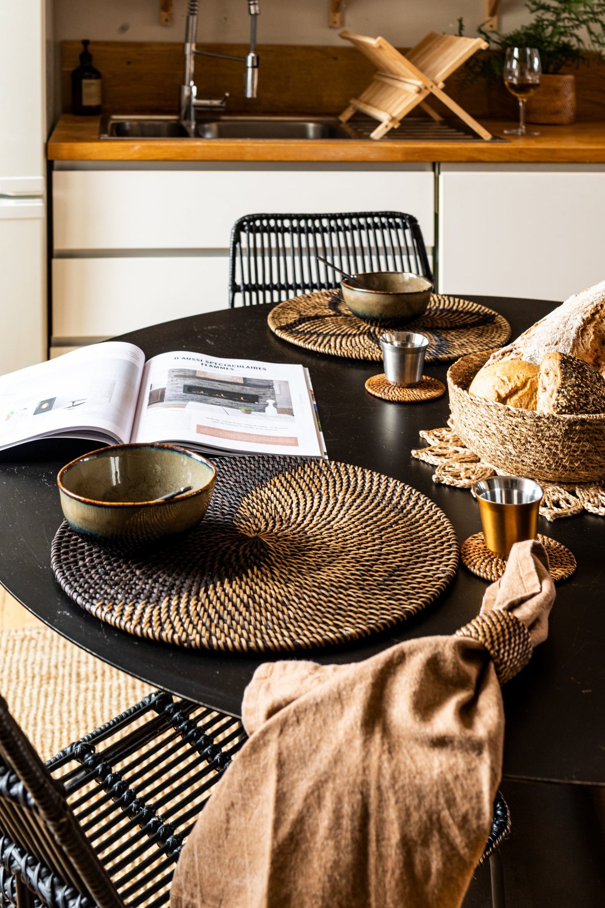 Placemat rattan - round- hij 36 cm