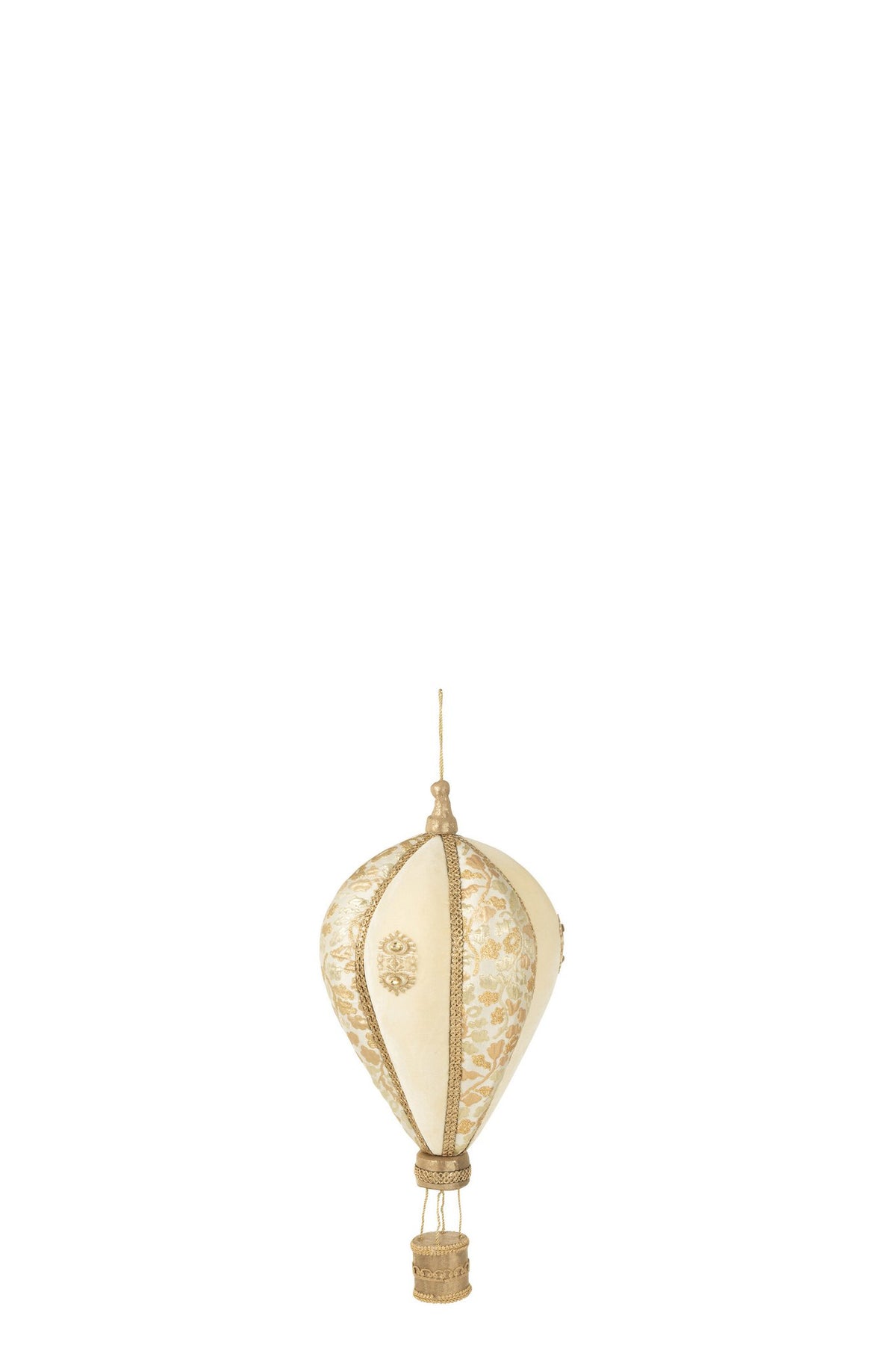 J-Line decoratie Heteluchtballon - polyfoam/textiel - wit/goud - S