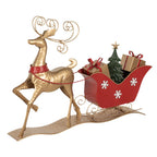 Kerstdecoratie Slee 70x12x49 cm Bruin Rood Metaal